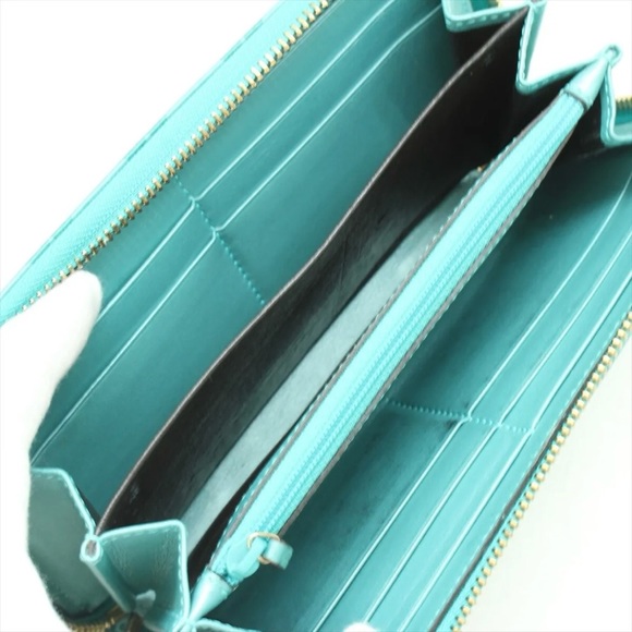 Gucci Guccissima Zip Around Long Wallet and Box Turquoise Blue Leather Authentic - Picture 8 of 8